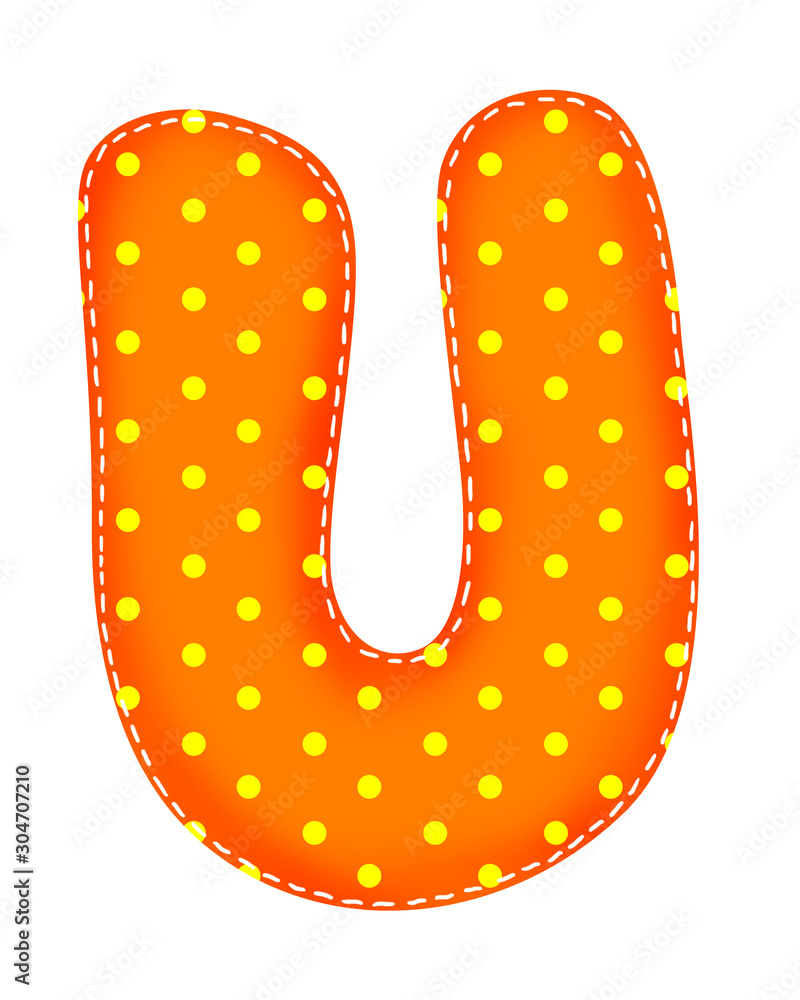 Letters of English alphabet and numbers from stitched rags of multi-colored weaving. Isolated objects on white background Letters of English alphabet and numbers from stitched rags of multi-colored weaving. Isolated objects on white background