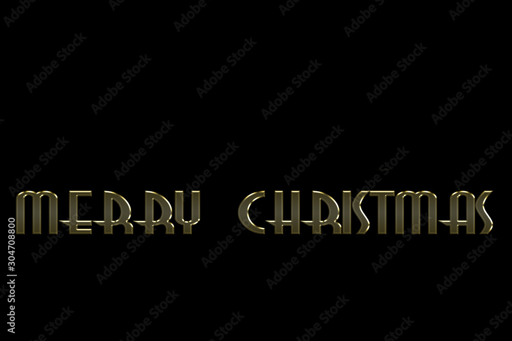 Fototapeta premium text merry Christmas gold letters on black background