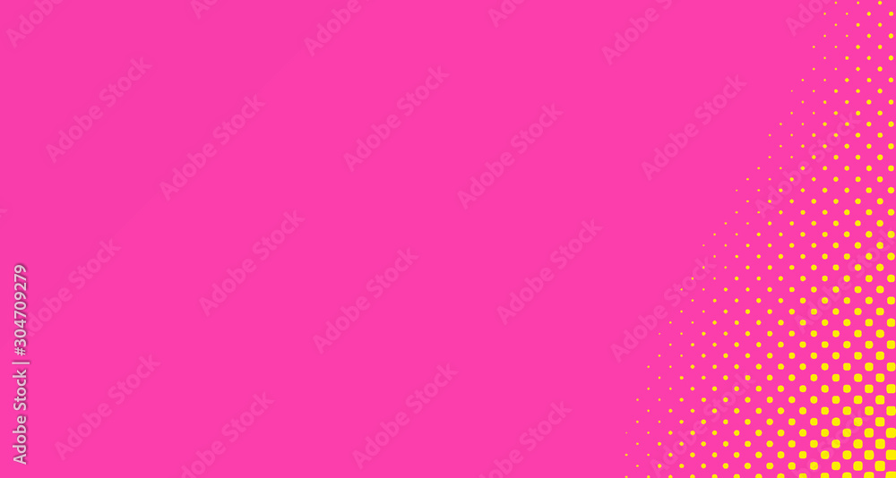 Pink halftone pop art background abstract vector comics style blank layout template with clouds beams and isolated dots pattern. For sale banner for your designe 1960s. with copy space eps10