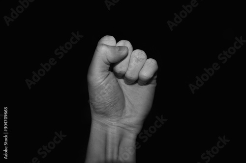 Fist on a black background