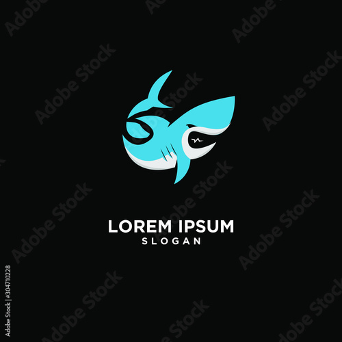 blue shark fish predator logo icon design vector illustration