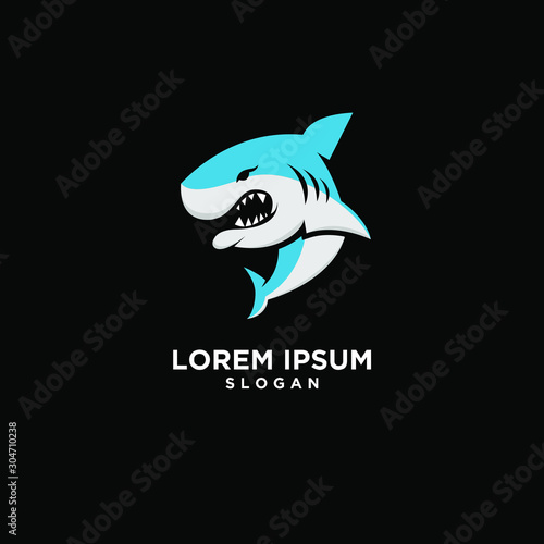 blue shark fish predator logo icon design vector illustration