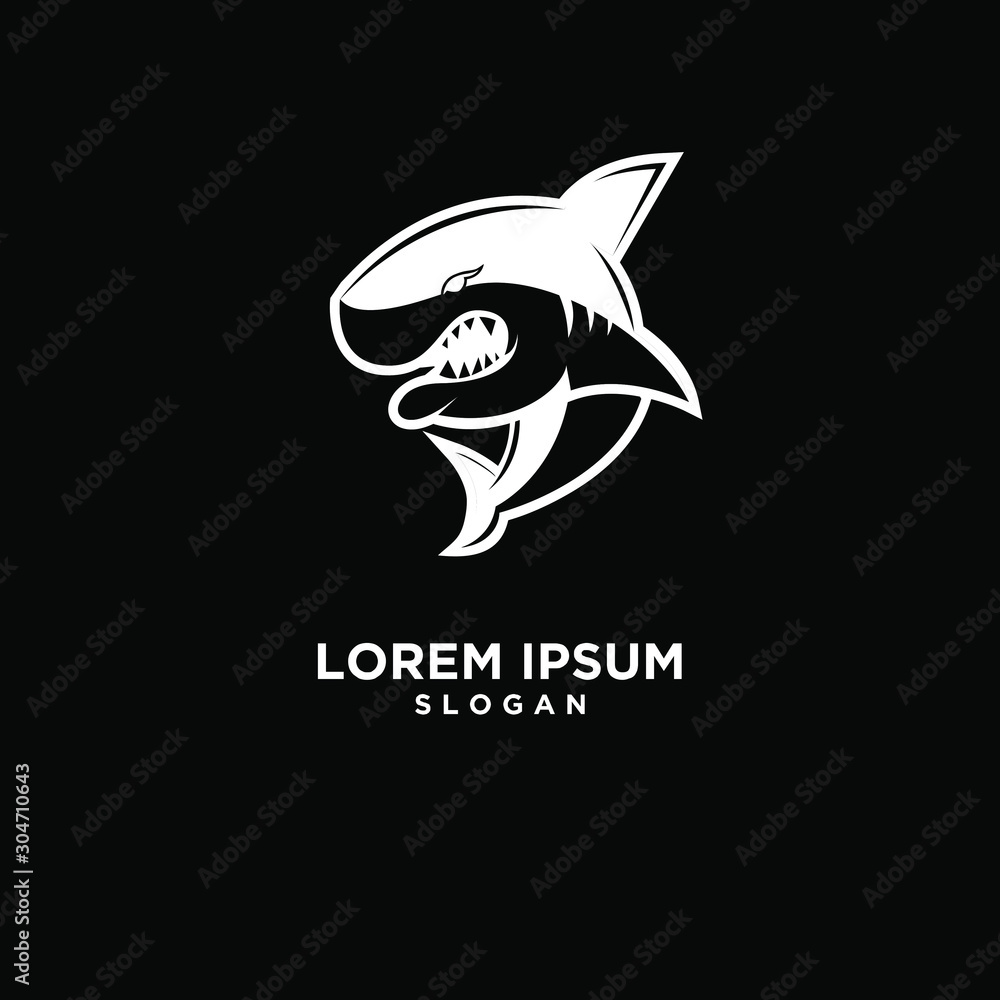 Obraz premium black shark fish predator logo icon design vector illustration