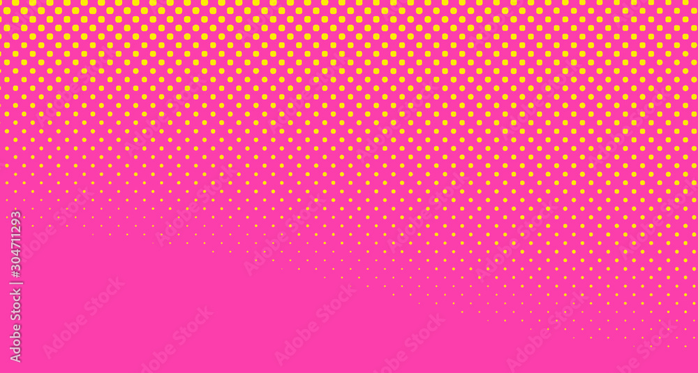 Pink halftone pop art background abstract vector comics style blank layout template with clouds beams and isolated dots pattern. For sale banner for your designe 1960s. with copy space eps10