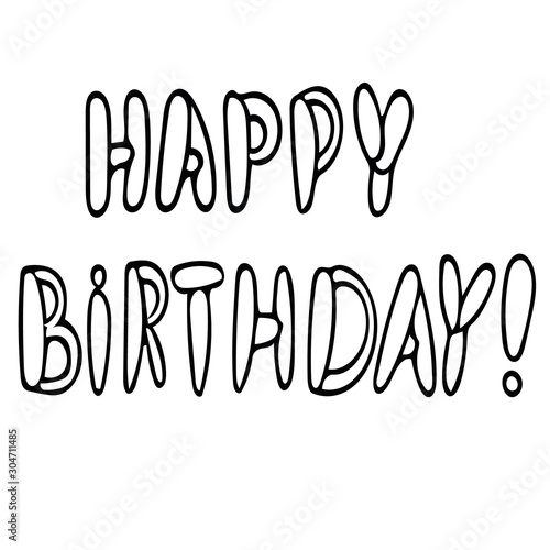 happy birthday phrase lettering congratulation text. liner simple style hand written