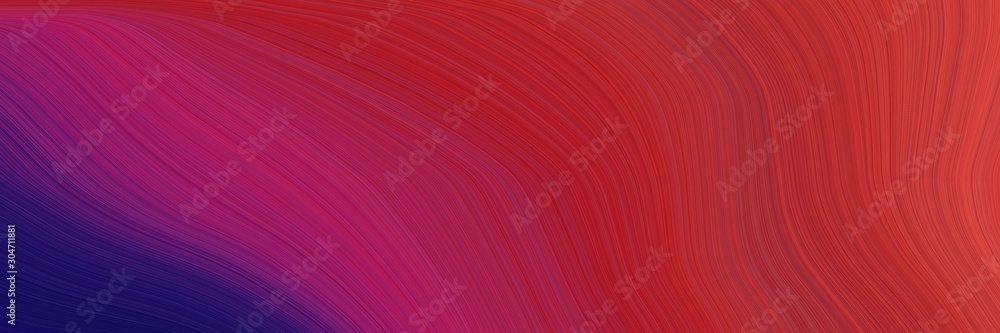 Fototapeta premium banner curvy background design with firebrick, midnight blue and dark moderate pink color