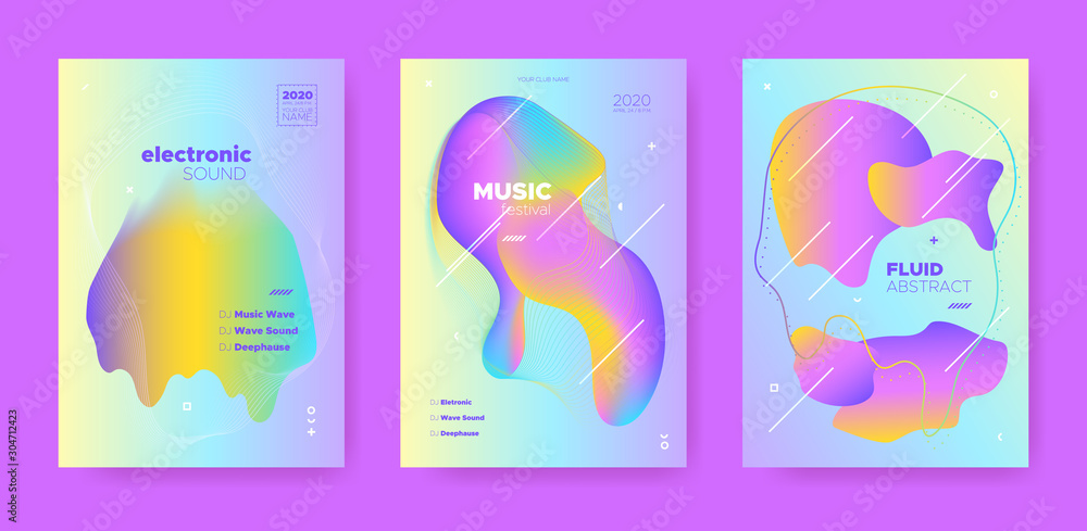 House Music Poster. Wave Gradient Blend. Disco 