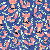 Woodland animal theme vector seamless repeat pattern.