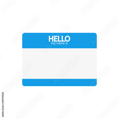 hi my name is blue, flat sticker on a white background