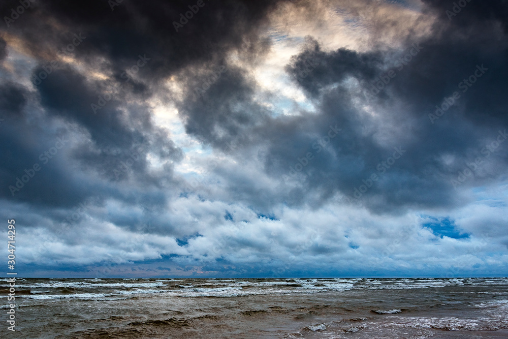 Dark clouds over Baltic sea.