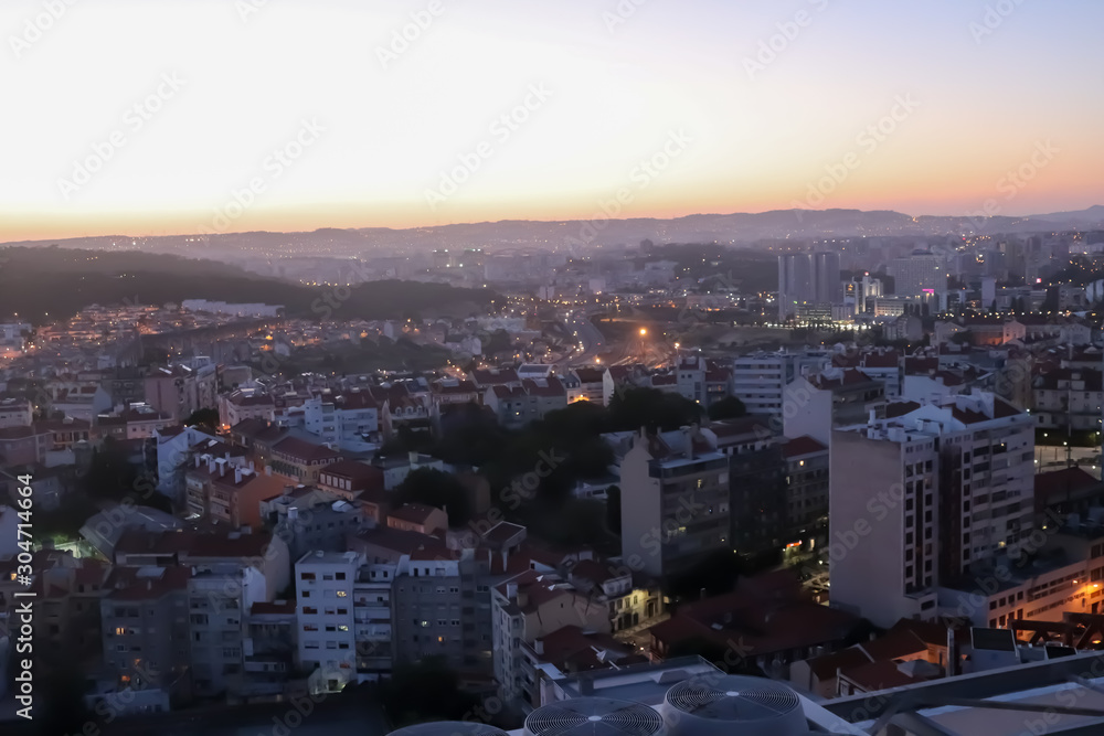 Lisbon, panorama after sunset
