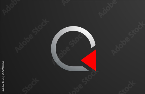 triangle red grey letter Q alphabet logo design icon for company or business