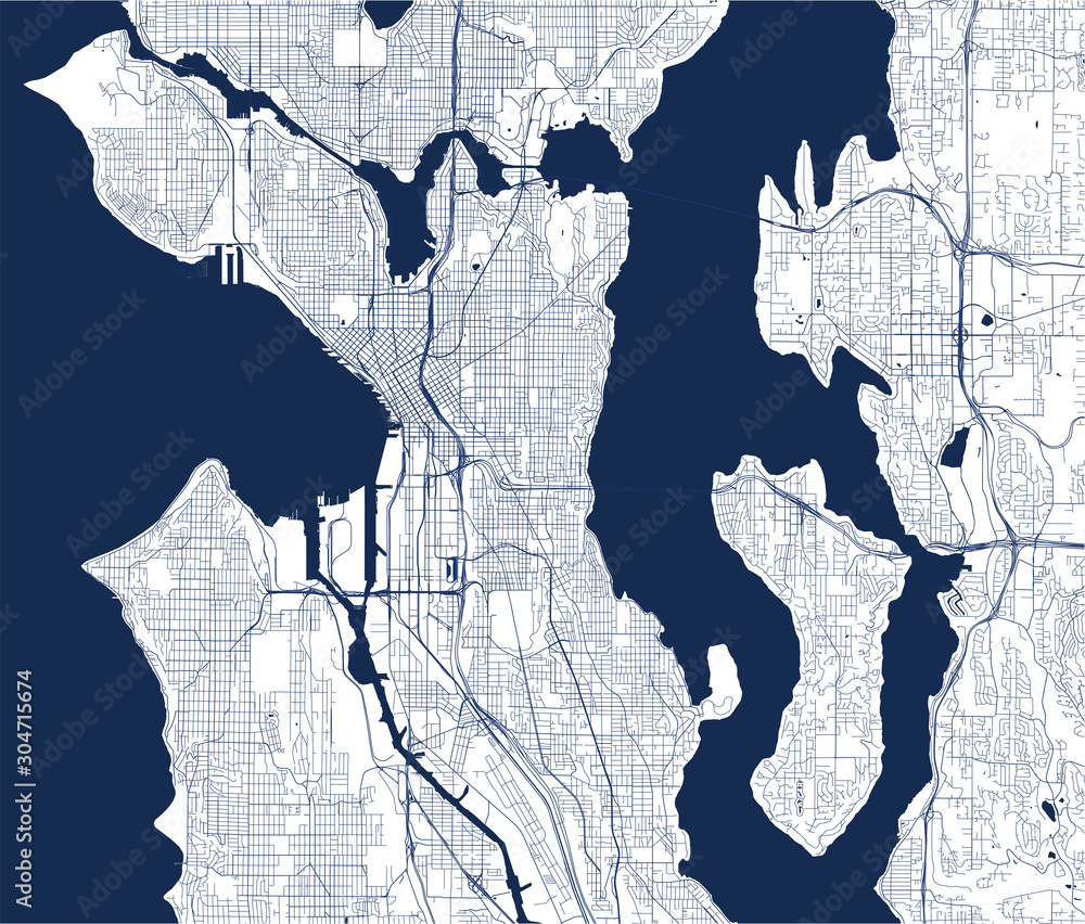 Map Of The City Of Seattle Washington USA Stock Vector Adobe Stock 1000 F 304715674 AIfUB3jfC3M48sSVkQcpsE2gxyPh8rlY