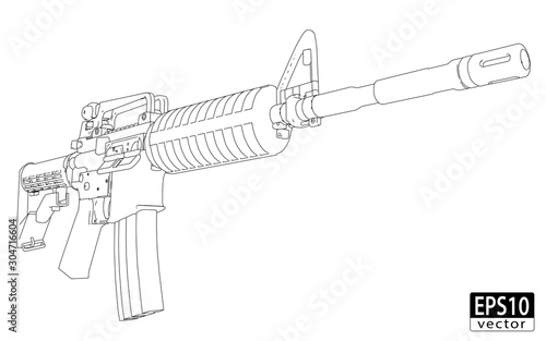 Assault Gun Wireframe | EPS10 Vector