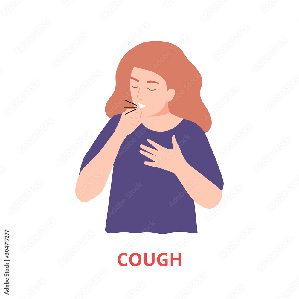 Symptoms of illness - cough vector illustration flat style Symptoms of illness - cough vector illustration flat style