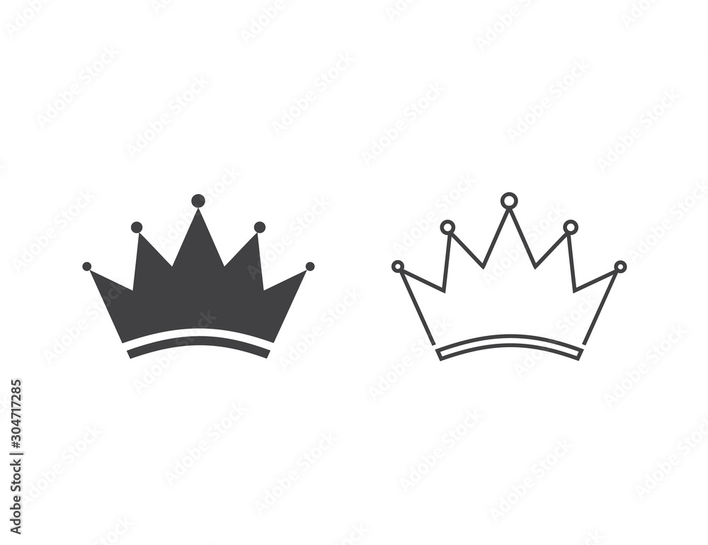 Crown Logo Set Template. Line Icon. Vector Crown Logo Set Template. Line Icon. Vector