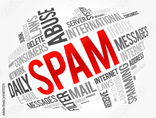 SPAM word cloud collage, internet business concept background