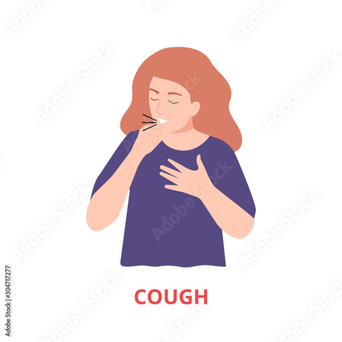 Symptoms of illness - cough vector illustration flat style