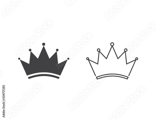 Crown Logo Set Template. Line Icon. Vector