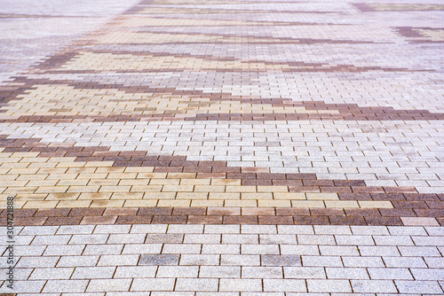 Walkway tiles made of clay, look old stripe pattern