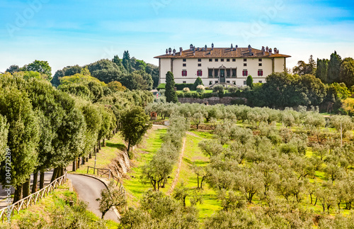 Beautiful view of Artimino Medicean villa La Ferdinanda in Tuscany, Italy