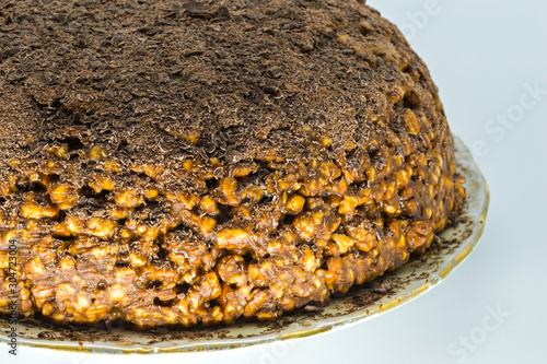 Homemade grated chocolate cake and cookies