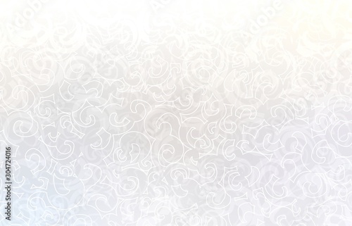 White pearl curls pattern. Twirl plexus transparent texture. Abstract subtle blank background.