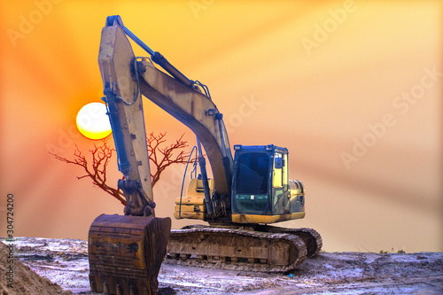 excavator on construction site