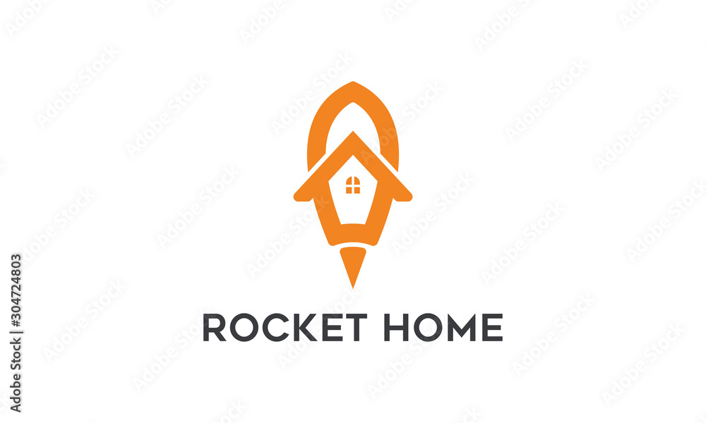 Combination logo from rocket and home logo design concept Combination logo from rocket and home logo design concept