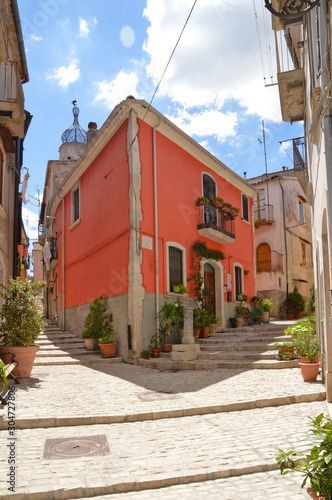 Sepino  Italy  08 14 2017. A small street among the colorful houses of a village in the Molise region