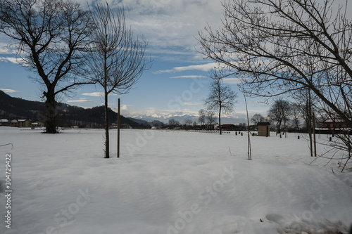 Fototapeta Naklejka Na Ścianę i Meble -  Italy, Cuneo city, Agientera mountain, winter, snow, mountain peaks