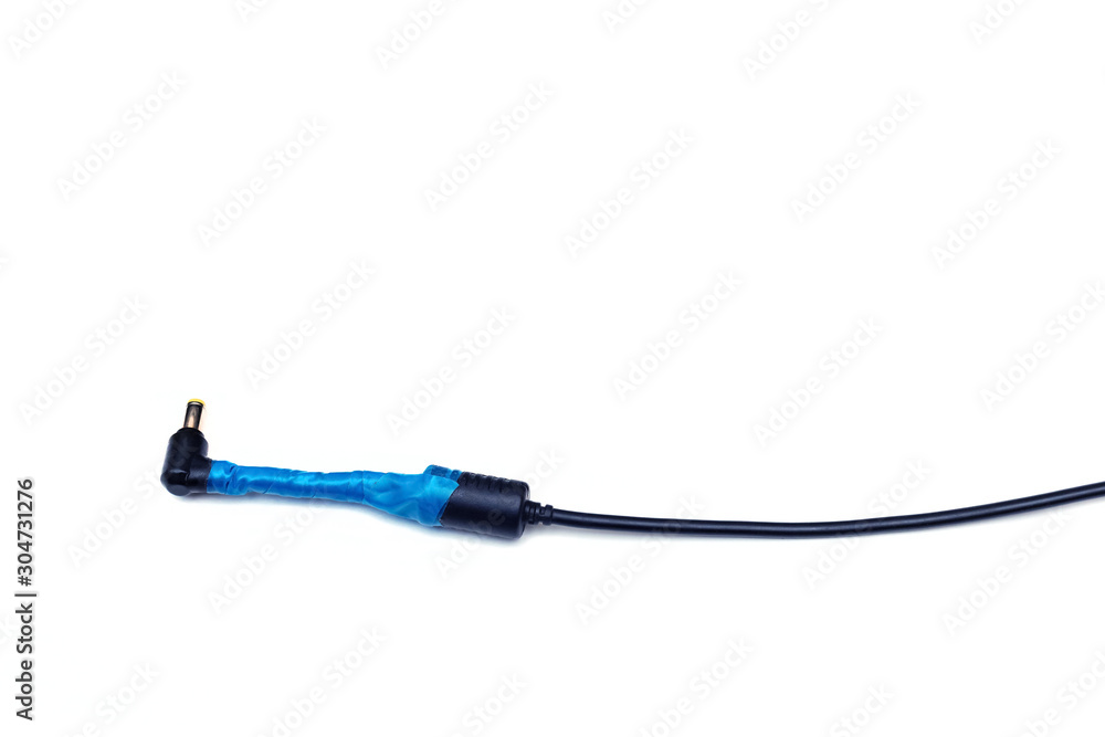 charging cable wrapped in blue electrical tape charging cable wrapped in blue electrical tape
