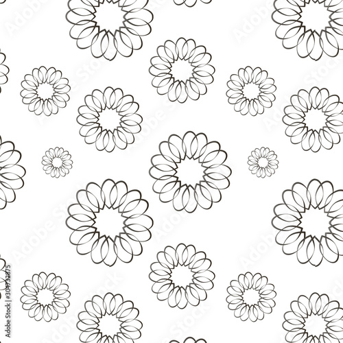 Pattern of flowers on white background. Vector graphics eps