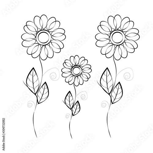 Coloring flowers. Vector graphics eps