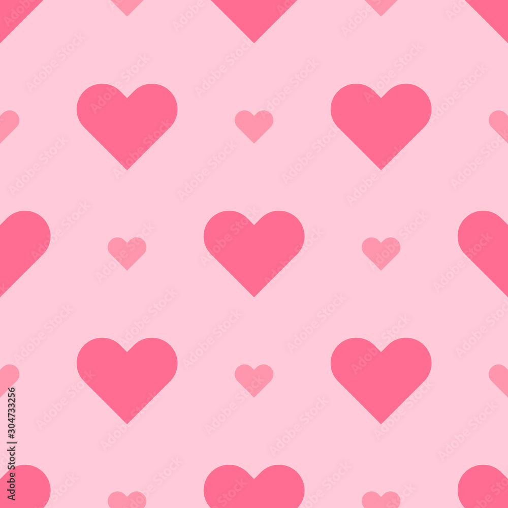 Pink hearts seamless vector pattern