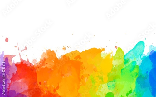 abstract brush hand drawn watercolor splatter isolated colorful background ink blots splash raster illustration rainbow
