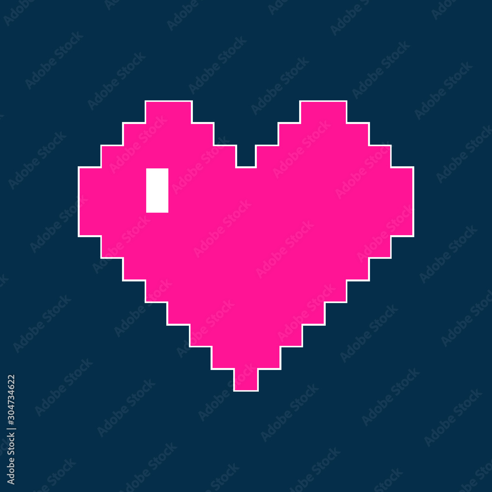 Trend pixel heart icon in Plastic pink. Love sign illustration Trend pixel heart icon in Plastic pink. Love sign illustration