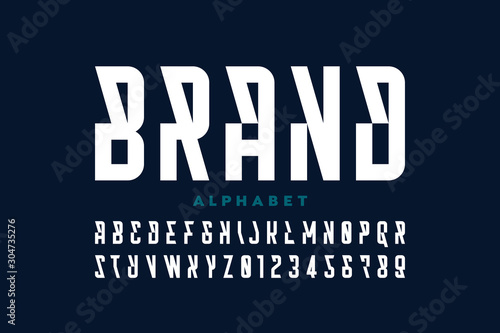 Modern font design, alphabet letters and numbers