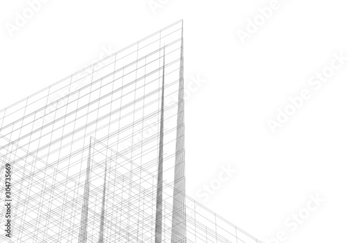 Abstract modern architecture building 3d