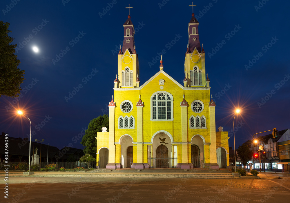 The Church of San Francisco in the main square of Castro at Chiloe Island in Southern Chile.