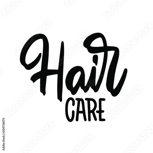 Logo Hair Care Lettering. Logo template for beauty salon. Vector illustration.