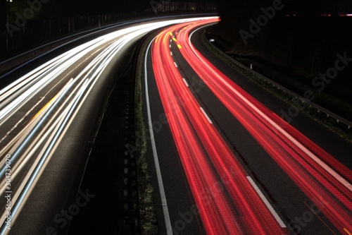 nocturnal light strips on a motorway