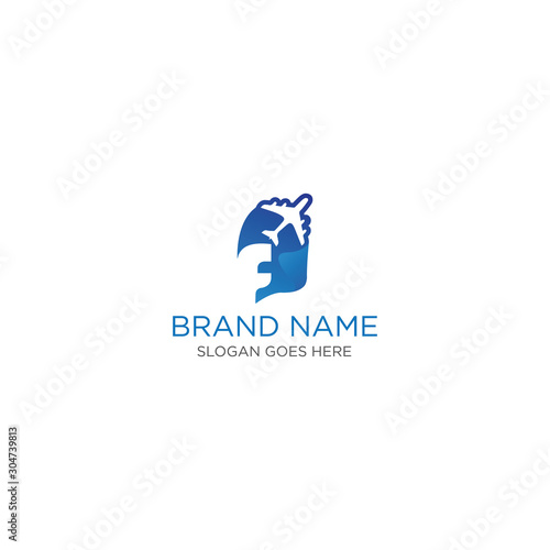 Creative and modern letter F fly logo design template vector eps for use air travel business purpose