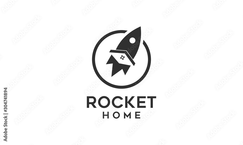 Combination logo from rocket and home logo design concept Combination logo from rocket and home logo design concept