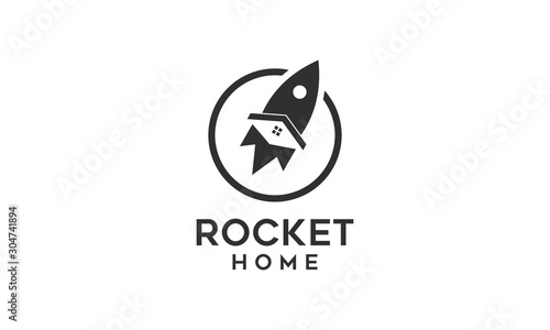 Combination logo from rocket and home logo design concept