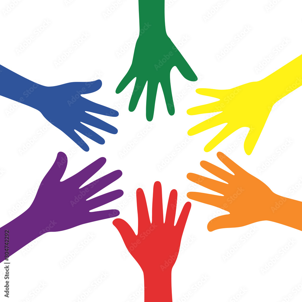 Silhouette of rainbow colored hands. LGBTQI concept. Silhouette of rainbow colored hands. LGBTQI concept.
