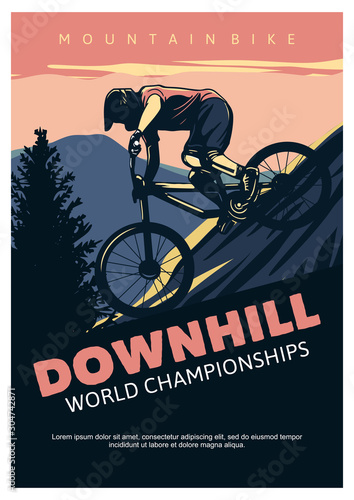 downhill world championships , poster design vintage style