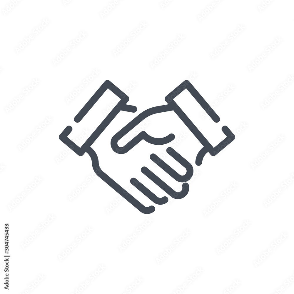 Handshake line icon. Agreement and Partnership vector outline sign. Handshake line icon. Agreement and Partnership vector outline sign.