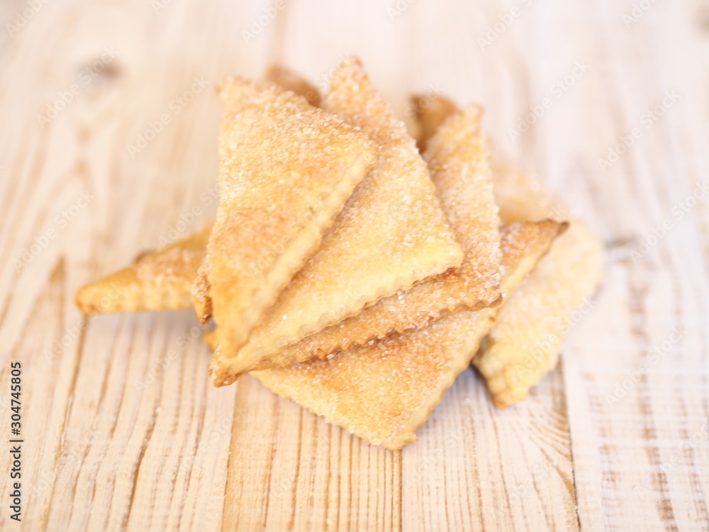 Fototapeta premium shortbread biscuits with sugar on a wooden rustic table