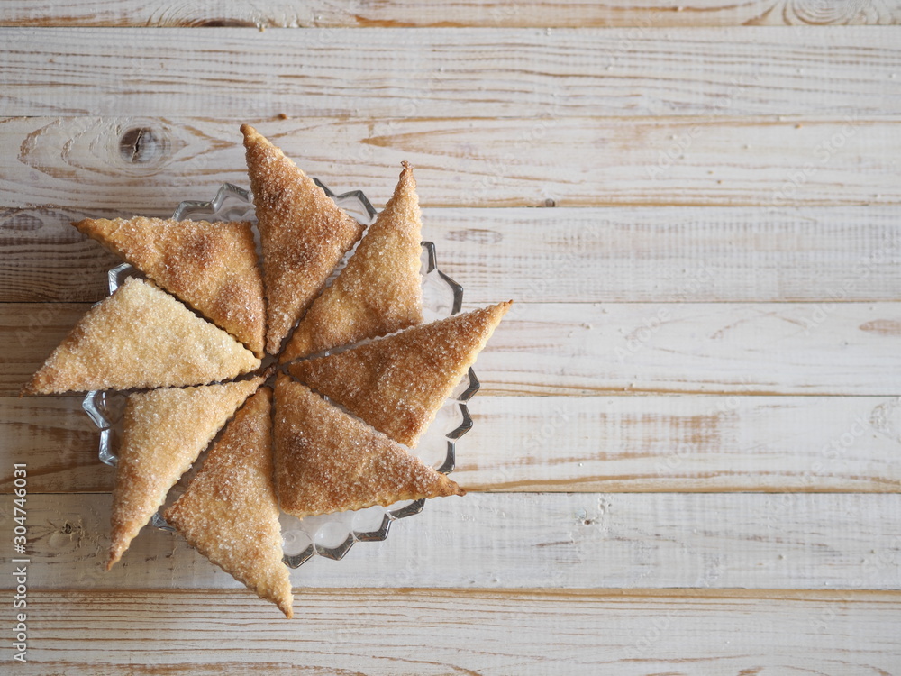 shortbread biscuits with sugar on a wooden rustic table shortbread biscuits with sugar on a wooden rustic table